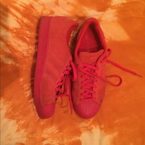 All red Adidas superstars